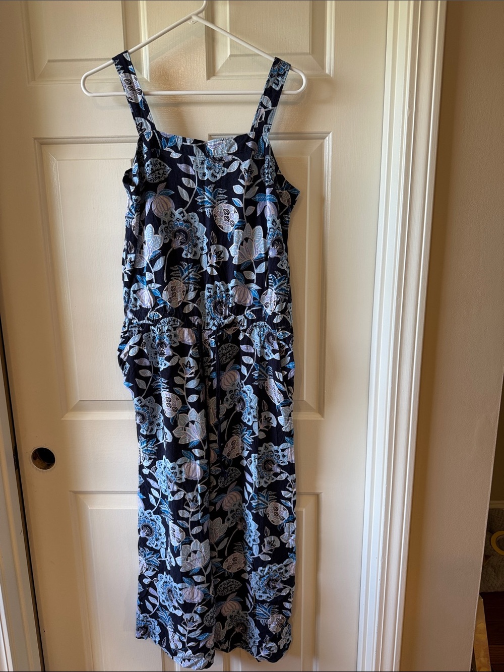 LOFT Navy Floral Wide Leg Jumpsuit